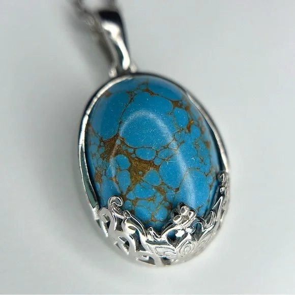 “Decorative Egg” Accented Turquoise Pendant! 💎 - Picture 5 of 5
